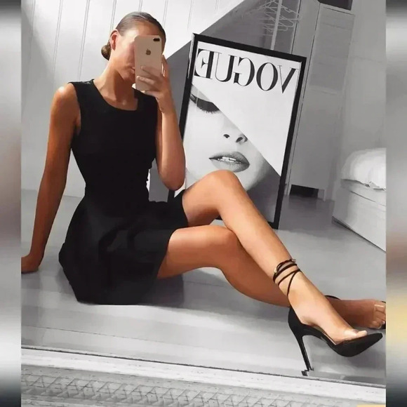 NWT! Lulus Need You Close Black Lace Backless Skater Dress Fit & Flare L - Picture 5 of 11